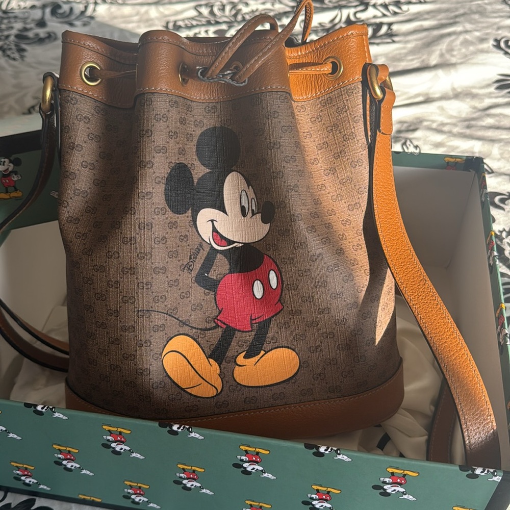 Gucci Brown Mickey Mouse Bucket Bag